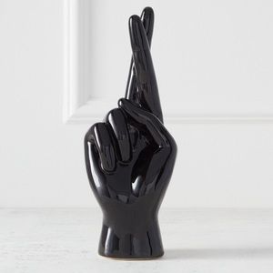 Ceramic Decor Sculpture of Fingers Crossed Hand